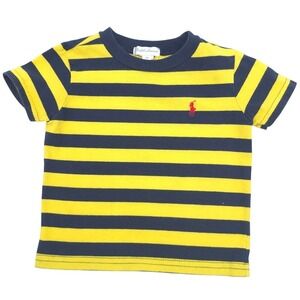 Ralph Lauren T-Shirt Kids Yellow Navy Striped Pony Logo 12M